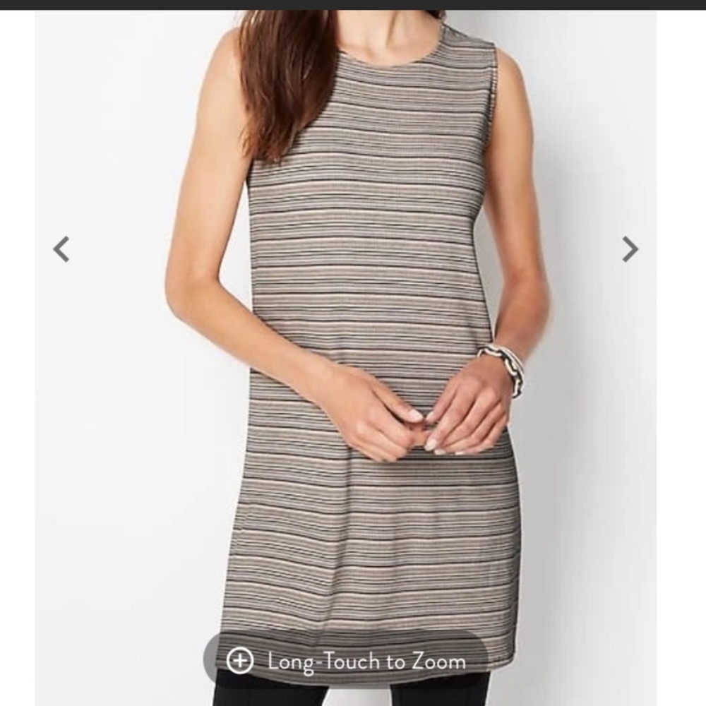 J. JILL Caramel Stripped Ribbed Knit Tunic Dress